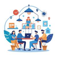 Shared Workspace Icon with Desks and Isolated Background vector