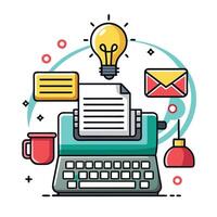 Elegant Typewriter Icon with Paper and Isolated Background vector