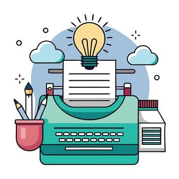 Typewriter Icon with Paper and Isolated Background vector