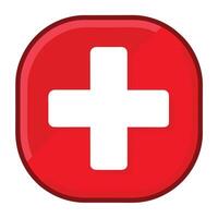 Elegant Red Cross Icon with Flat Design and Isolated Background vector