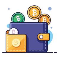 Elegant Digital Wallet Icon with Cryptocurrency and Isolated Background vector