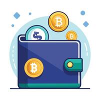 Modern Digital Wallet Icon with Cryptocurrency and Isolated Background vector