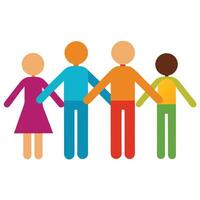 People Icon with Different Ethnicities and Isolated Background vector