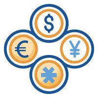 Icon Featuring Multiple Currency Symbols and Isolated Background vector