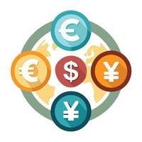 Elegant Icon Featuring Multiple Currency Symbols and Isolated Background vector