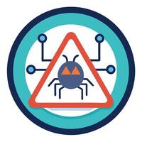 Warning Sign Icon with a Hacking Symbol and Isolated Background vector