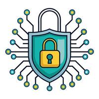 Elegant Lock Icon over a Digital Circuit and Isolated Background vector