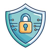Modern Shield Icon with a Digital Lock and Isolated Background vector