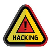 Elegant Warning Sign Icon with a Hacking Symbol and Isolated Background vector
