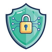 Elegant Shield Icon with a Digital Lock and Isolated Background vector