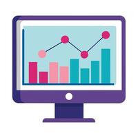 Elegant Computer Screen Icon with a Data Analysis and Isolated Background vector