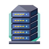 Modern Server Rack Icon with Glowing Lights and Isolated Background vector