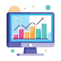 Computer Screen Icon with a Data Analysis and Isolated Background vector