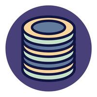 Modern Stack of Database Discs Icon in Flat Style and Isolated Background vector