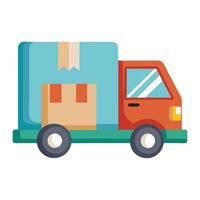 Elegant Delivery Truck Icon with a Package and Isolated on white Background vector