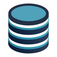 Elegant Stack of Database Discs Icon in Flat Style and Isolated Background vector