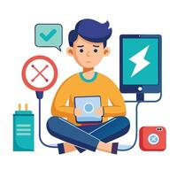 Elegant Person Icon Unplugging from Devices and Isolated Background vector