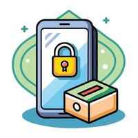 Smartphone Icon Locked in a Box and Isolated Background vector