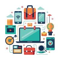 Modern Essential Tools Icon like a Laptop and Isolated Background vector