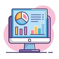 Elegant Computer Screen Icon with a Productivity Application and Isolated Background vector