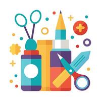 Modern Scissors and Glue Icon with a Craft Project and Isolated Background vector