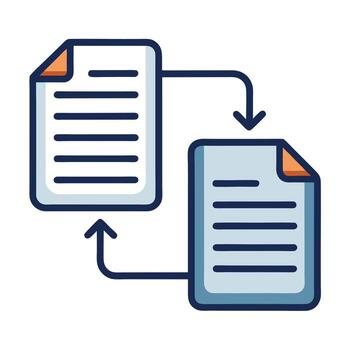 Elegant Two Documents Icon Connected by a Line and Isolated Background vector