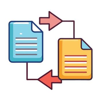 moderno dos documentos icono conectado por un línea y aislado antecedentes vector