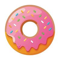 Modern Donut Icon with Icing and Sprinkles and Isolated Background vector