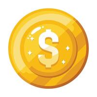 Elegant Shiny Dollar Coin Icon Isolated on a White Background vector
