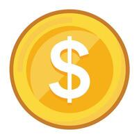 Modern Shiny Dollar Coin Icon Isolated on a White Background vector