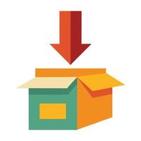 Modern Downward Arrow Icon with a Box and Isolated Background vector