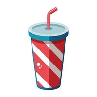 Elegant Soda Drink Cup Icon with a Straw and Isolated Background vector