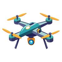 Modern Quadcopter Drone Icon in Mid Flight and Isolated Background vector