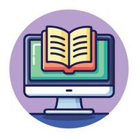 Book Icon on a Computer Screen and Isolated Background vector