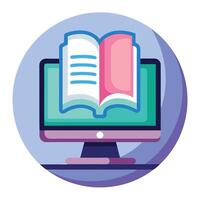 Modern Book Icon on a Computer Screen and Isolated Background vector