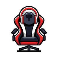 Elegant Gaming Chair Icon with a Headset and Isolated Background vector