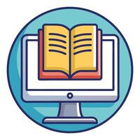 Elegant Book Icon on a Computer Screen and Isolated Background vector