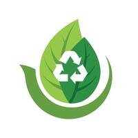 Elegant Leaf Icon with a Recycling Symbol and Isolated Background vector