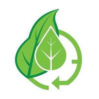 Modern Leaf Icon with a Recycling Symbol and Isolated Background vector