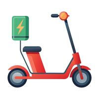 Modern Electric Scooter Icon with a Battery Symbol and Isolated Background vector