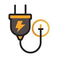 Elegant Electric Plug Icon with a Lightning Bolt and Isolated Background vector