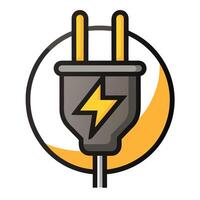 Electric Plug Icon with a Lightning Bolt and Isolated Background vector