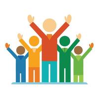 Group of People Icon Raising Hands and Isolated Background vector