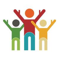 Elegant Group of People Icon Raising Hands and Isolated Background vector