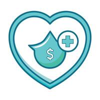 Modern Heart Icon with an Insurance Symbol and Isolated Background vector