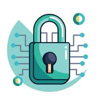 Modern Lock Icon with a Keyhole on a Digital Background and Isolated Background vector