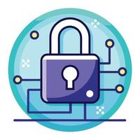Lock Icon with a Keyhole on a Digital Background and Isolated Background vector