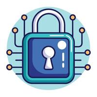 Elegant Lock Icon with a Keyhole on a Digital Background and Isolated Background vector