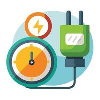 Elegant Plug and Energy Meter Icon and Isolated Background vector