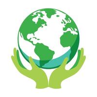 Elegant Globe Icon with Green Leaves and Isolated Background vector